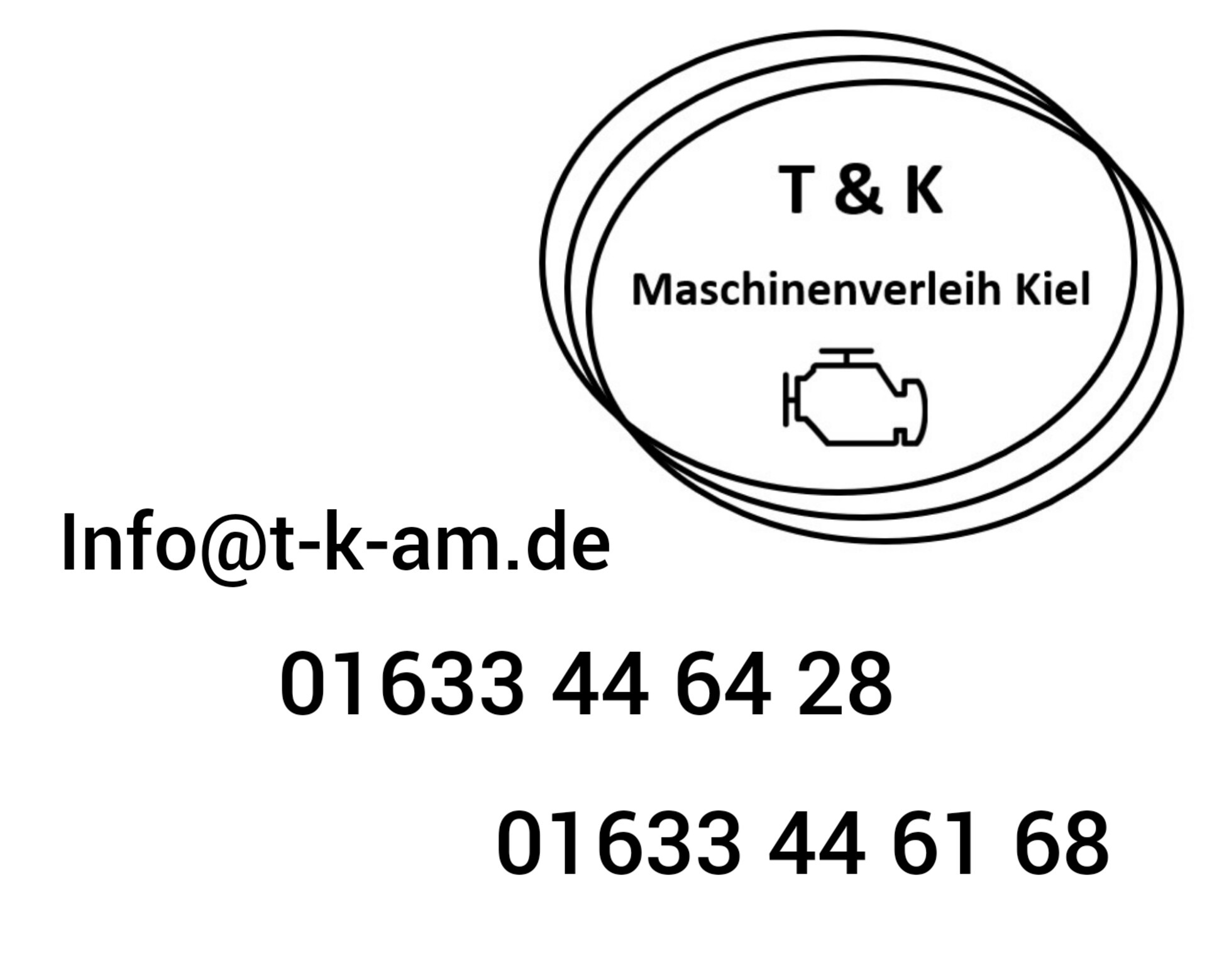 Logo T&K Maschinenverleih Kiel mit Kontaktdaten
